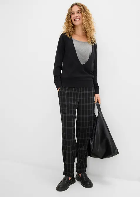 Maglione in filato fine misto viscosa con effetto layering, bonprix