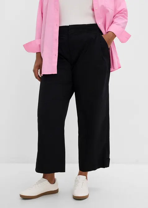 Pantaloni modello barrel in misto cotone, bonprix