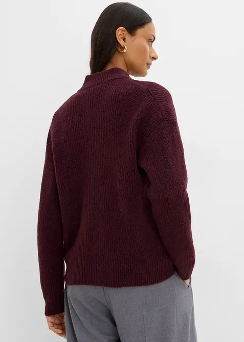 Cardigan con zip in morbido in misto lana, bonprix