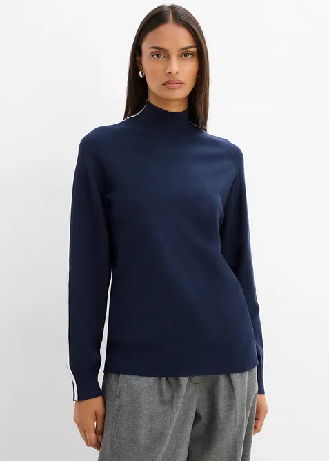 Maglione in filato fine di misto viscosa con dettaglio a contrasto, bonprix
