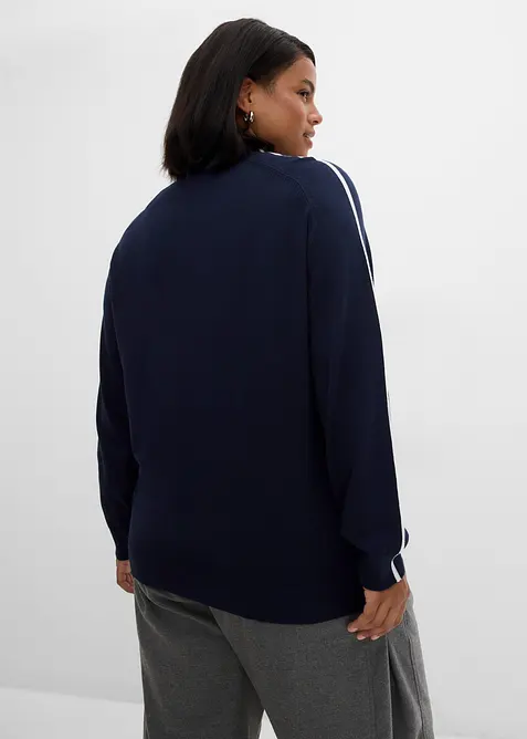 Maglione in filato fine di misto viscosa con dettaglio a contrasto, bonprix