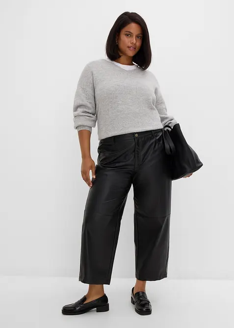 Pantaloni barrel in similpelle, bonprix