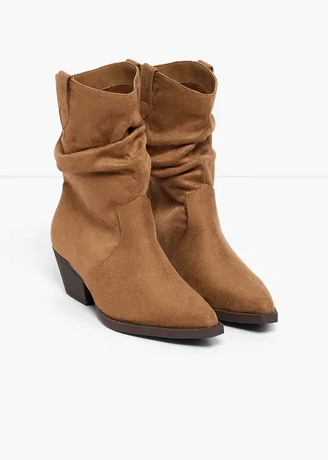 Stivaletti texani con arricciatura, bonprix