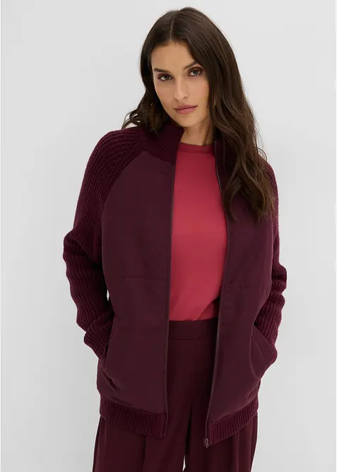 Giacca trapuntata ibrida con dettagli in maglia, bonprix