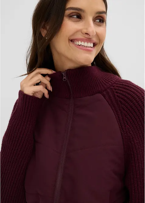 Giacca trapuntata ibrida con dettagli in maglia, bonprix