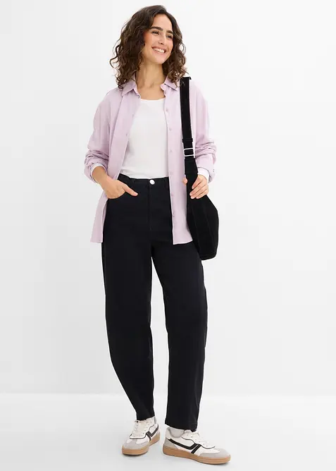 Pantaloni barrel in tweed misto cotone, bonprix