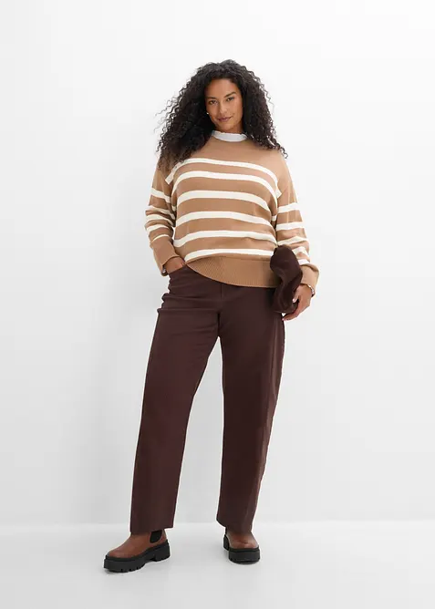 Pantaloni barrel in tweed misto cotone, bonprix
