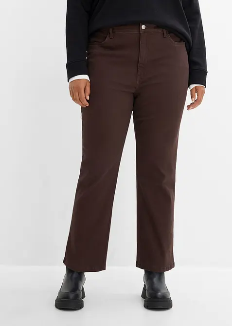 Pantaloni bootcut cropped in twill di misto cotone, bonprix