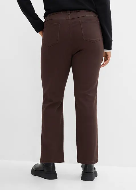 Pantaloni bootcut cropped in twill di misto cotone, bonprix