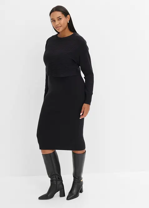 Abito in maglia e maglione abbinato (set 2 pezzi), bonprix