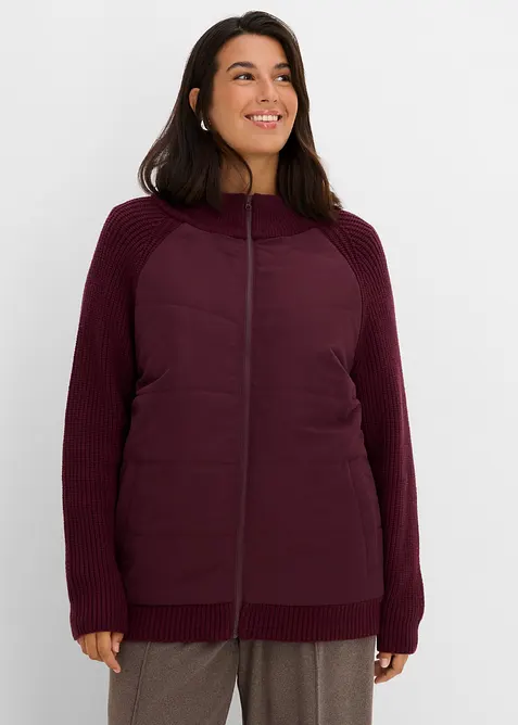 Giacca trapuntata ibrida con dettagli in maglia, bonprix