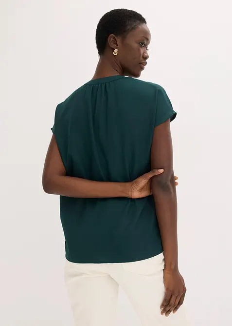 Blusa a maniche corte con abbottonatura nascosta, bonprix