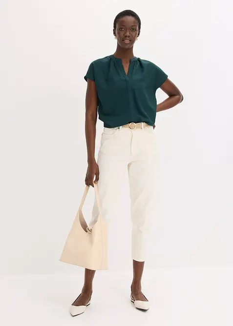 Blusa a maniche corte con abbottonatura nascosta, bonprix
