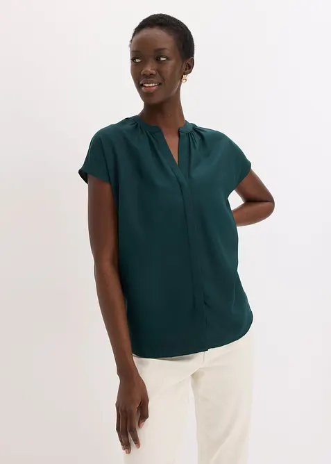 Blusa a maniche corte con abbottonatura nascosta, bonprix