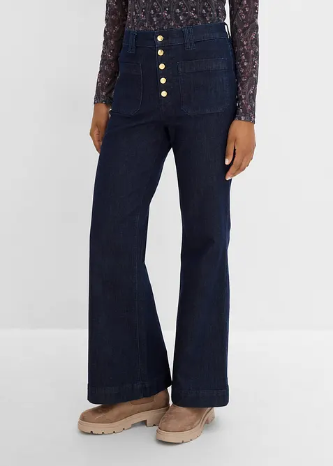 Jeans a zampa, vita alta, bonprix