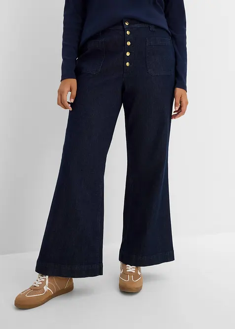 Jeans a zampa, vita alta, bonprix