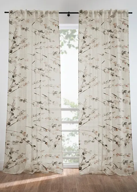 Tenda filtrante effetto velluto con stampa lucida (pacco da 1), bonprix