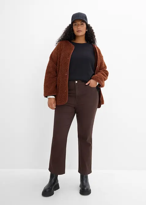 Pantaloni bootcut cropped in twill di misto cotone, bonprix