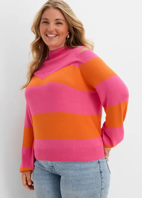 Maglione in filato fine con cut-out sulle spalle, bonprix