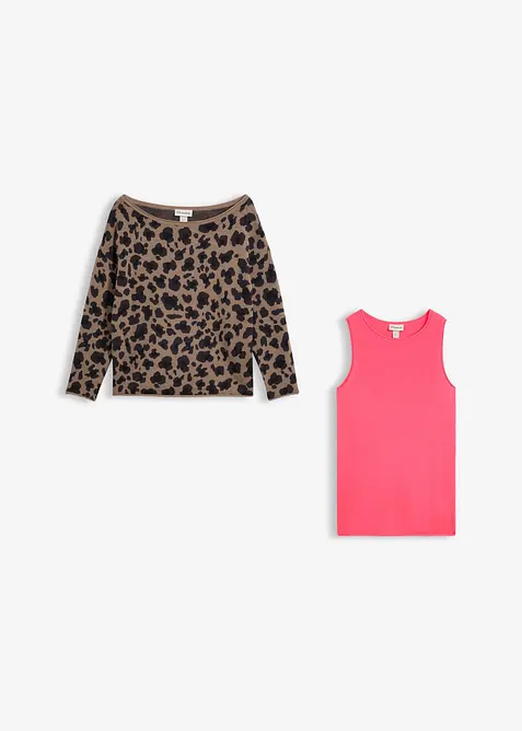 Maglione e top in misto cotone (set 2 pezzi), bonprix