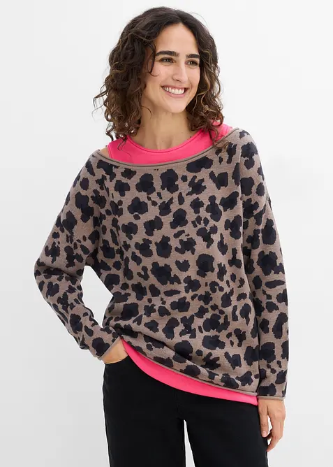Maglione e top in misto cotone (set 2 pezzi), bonprix