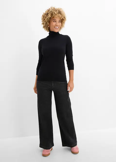 Maglione a collo alto in filato fine, bonprix