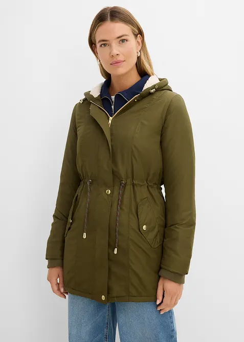 Parka con pile teddy, bonprix