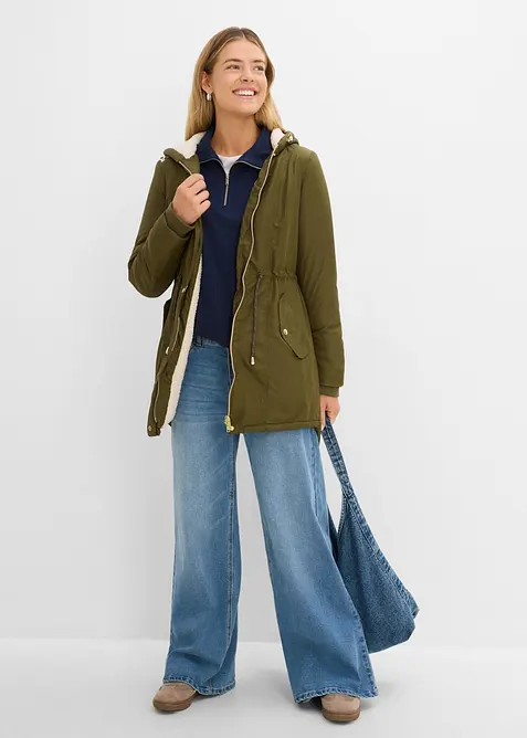 Parka con pile teddy, bonprix