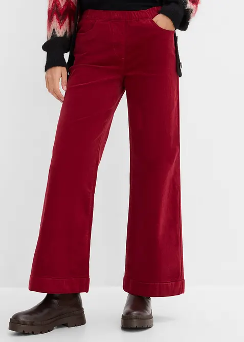 Pantaloni in velluto a coste di misto cotone, vita alta, bonprix