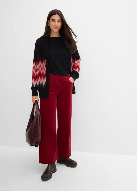 Pantaloni in velluto a coste di misto cotone, vita alta, bonprix