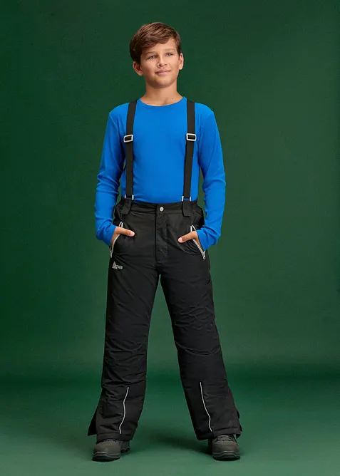 Pantaloni funzionali impermeabili con bretelle e dettagli riflettenti, bonprix