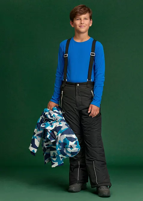 Pantaloni funzionali impermeabili con bretelle e dettagli riflettenti, bonprix