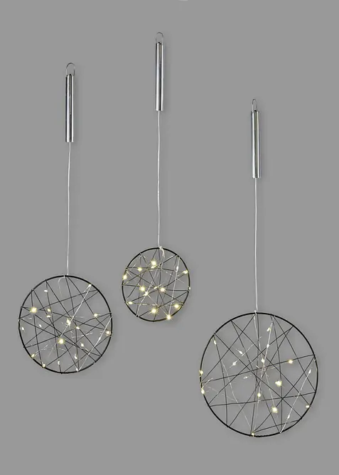 Set di decorazioni LED da appendere (set 3 pezzi), bonprix