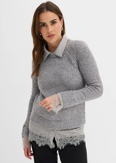 Maglione con inserto a camicia, bonprix