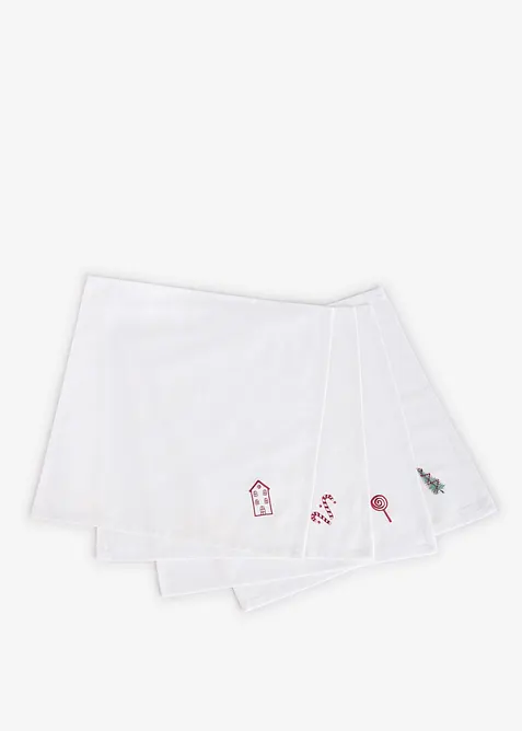 Tovaglioli in tessuto di cotone biologico con ricamo (pacco da 4), bonprix