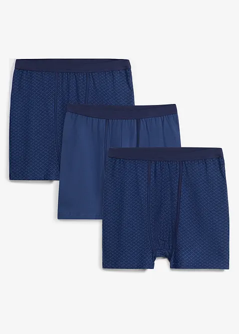 Boxer aderenti a vita alta di lunghezza media con morbido cotone (pacco da 3), bonprix