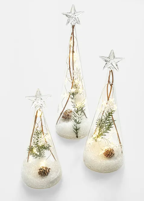 Decorazioni LED a forma di cono (set 3 pezzi), bonprix