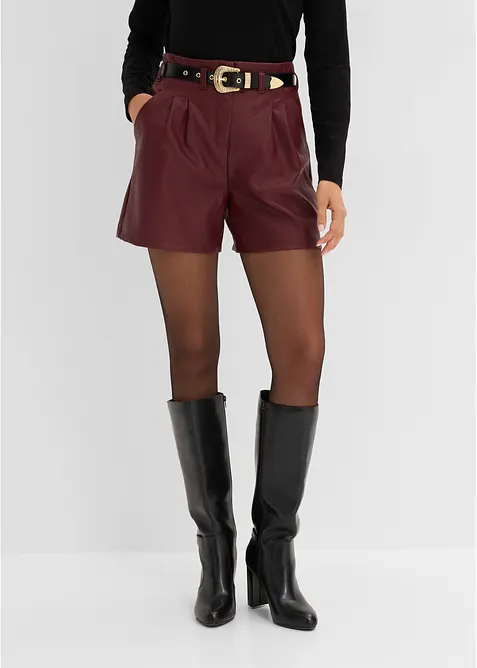 Shorts in similpelle con cintura, bonprix
