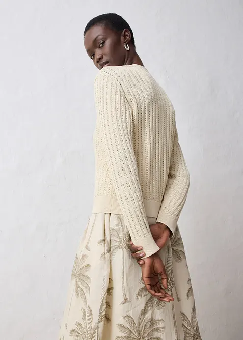 Cardigan traforato con percentuale di lino, bonprix