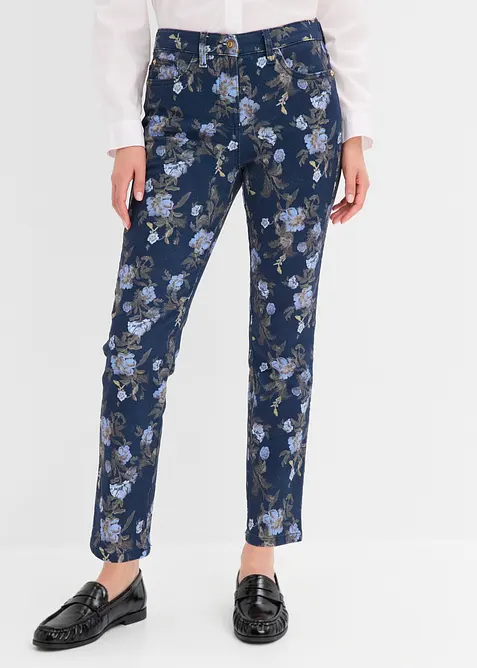 Pantaloni in twill con fantasia a fiori, bonprix