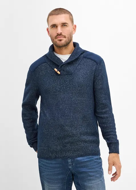 Maglione in filato fine con collo a scialle, bonprix
