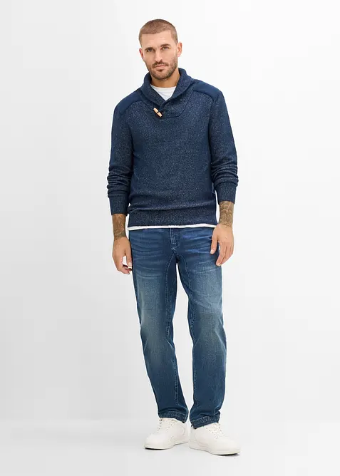 Maglione in filato fine con collo a scialle, bonprix