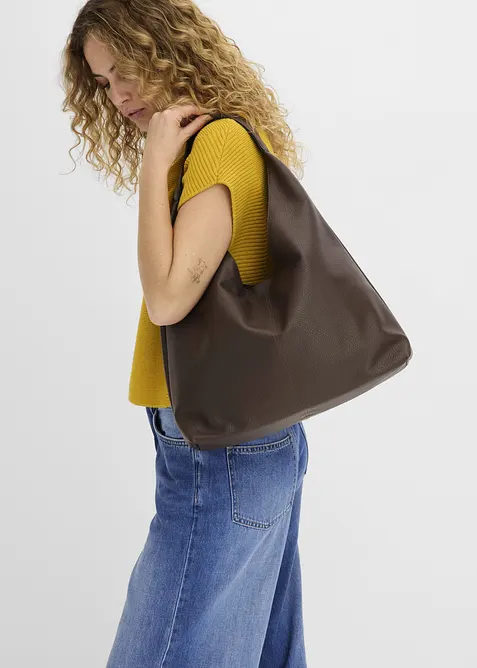 Borsa shopper in similpelle martellata, bonprix
