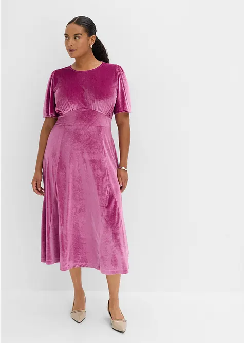 Abito midi in velluto morbido, bonprix