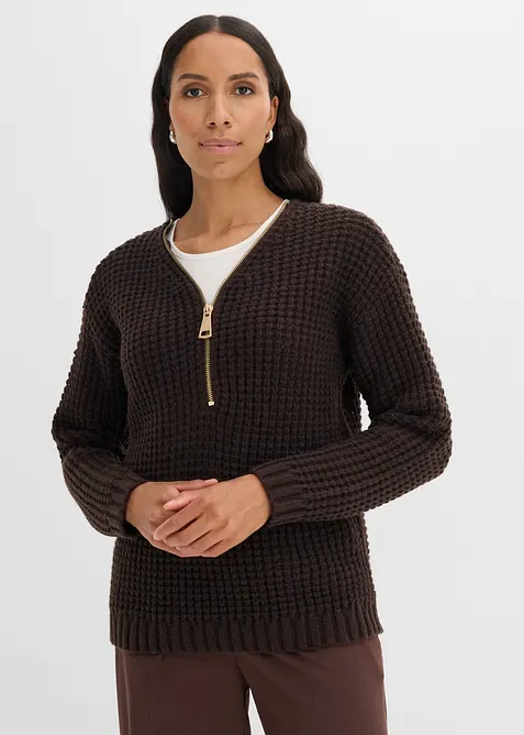 Maglione in filato grosso con cerniera, bonprix