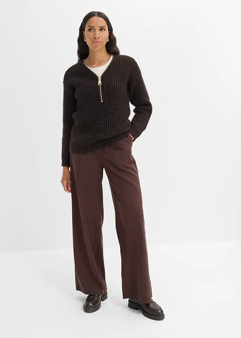 Maglione in filato grosso con cerniera, bonprix