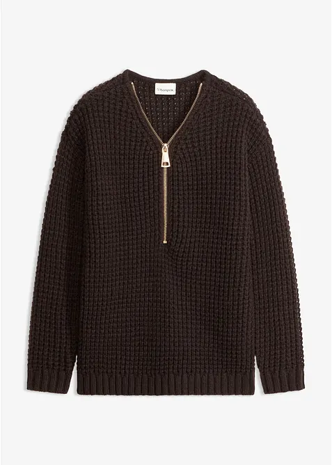 Maglione in filato grosso con cerniera, bonprix