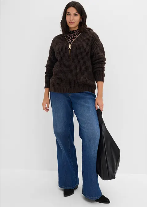 Maglione in filato grosso con cerniera, bonprix