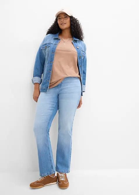 Maglia serafino in cotone con bottoni, bonprix