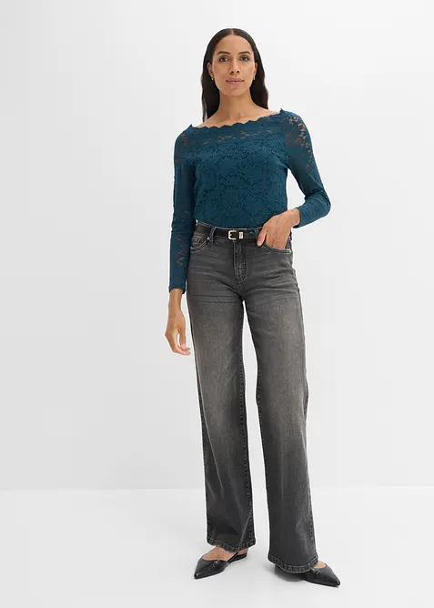 Maglia in pizzo a maniche lunghe, bonprix